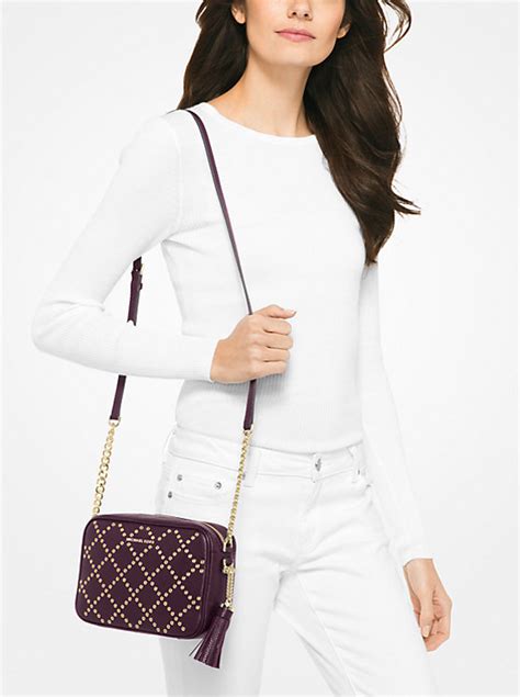 michael kors ginny grommeted|Ginny Grommeted Leather Crossbody Bag .